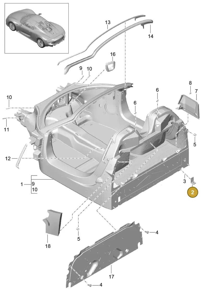 99950425100 — Porsche 918 Spyder (2014-2015) diagram p43801000, position 2
