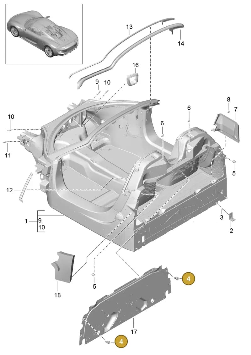 99950425200 — Porsche 918 Spyder (2014-2015) diagram p43801000, position 4