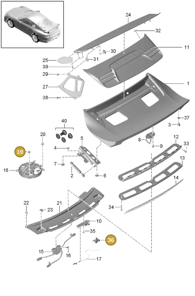 99950541940 — Porsche 911 (2013-2020) diagram p41803010, position 19+36