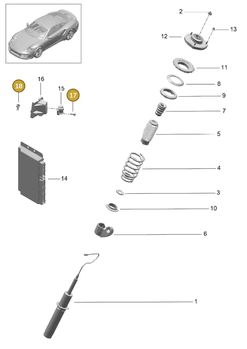 99950701640 — Porsche 911 (2013-2020) diagram p42402000, position 17+18