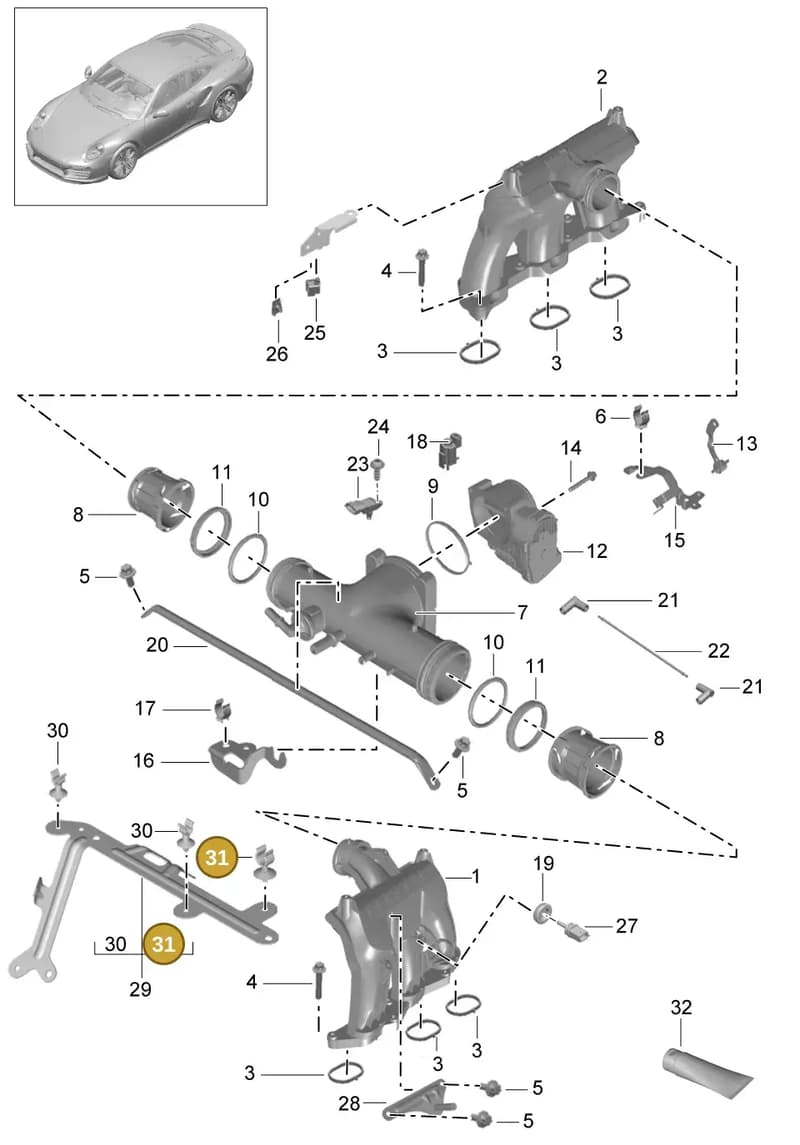 99950704540 — Porsche 911 (2013-2020) diagram p42107010, position 31
