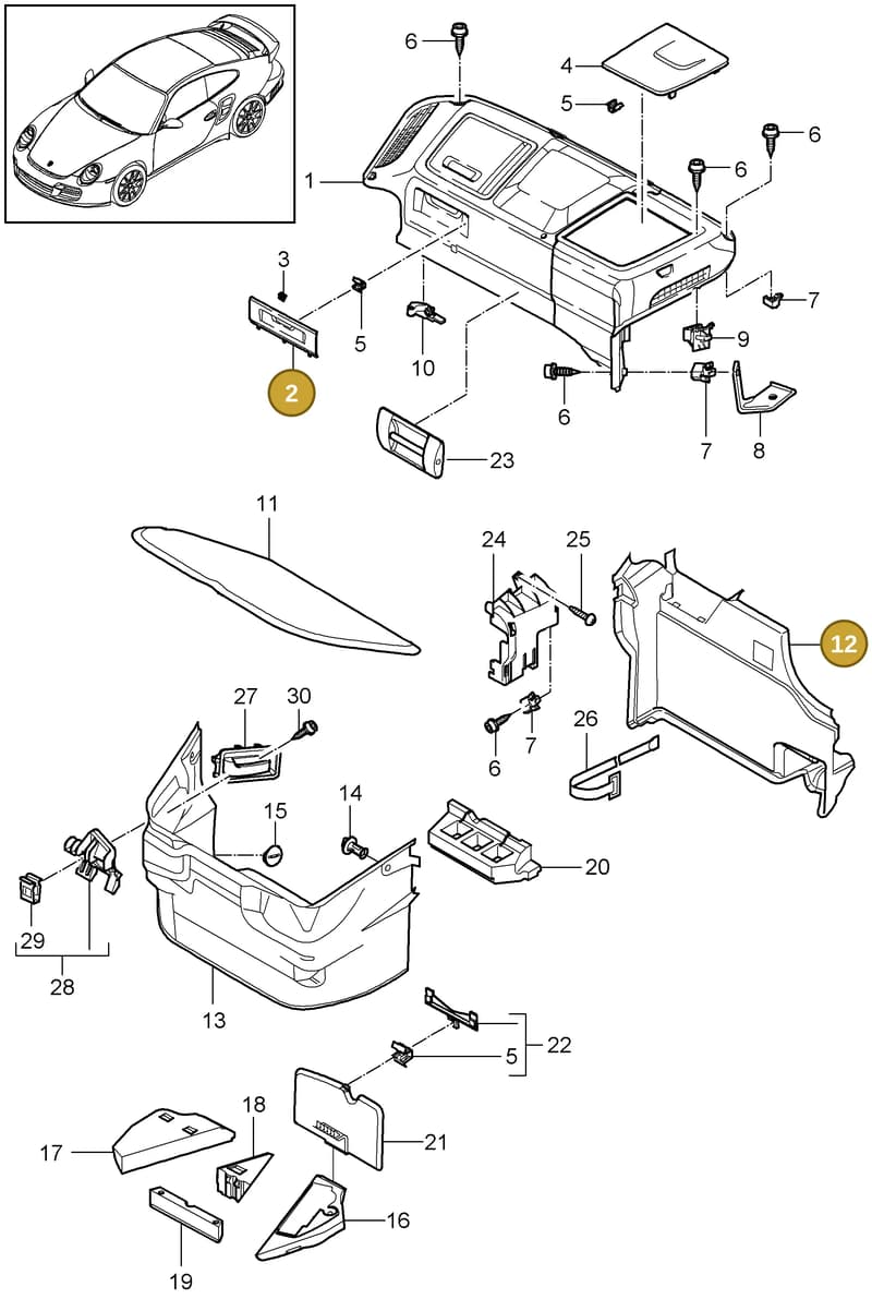 99950704701 — Porsche GT2 RS (2009-2012) diagram p36807000, position 2+12