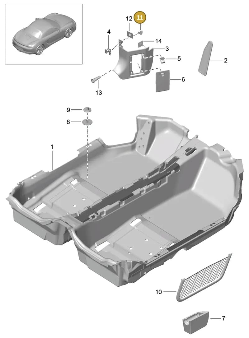 99950704701 — Porsche Boxster (2012-2016) diagram p39807010, position 11