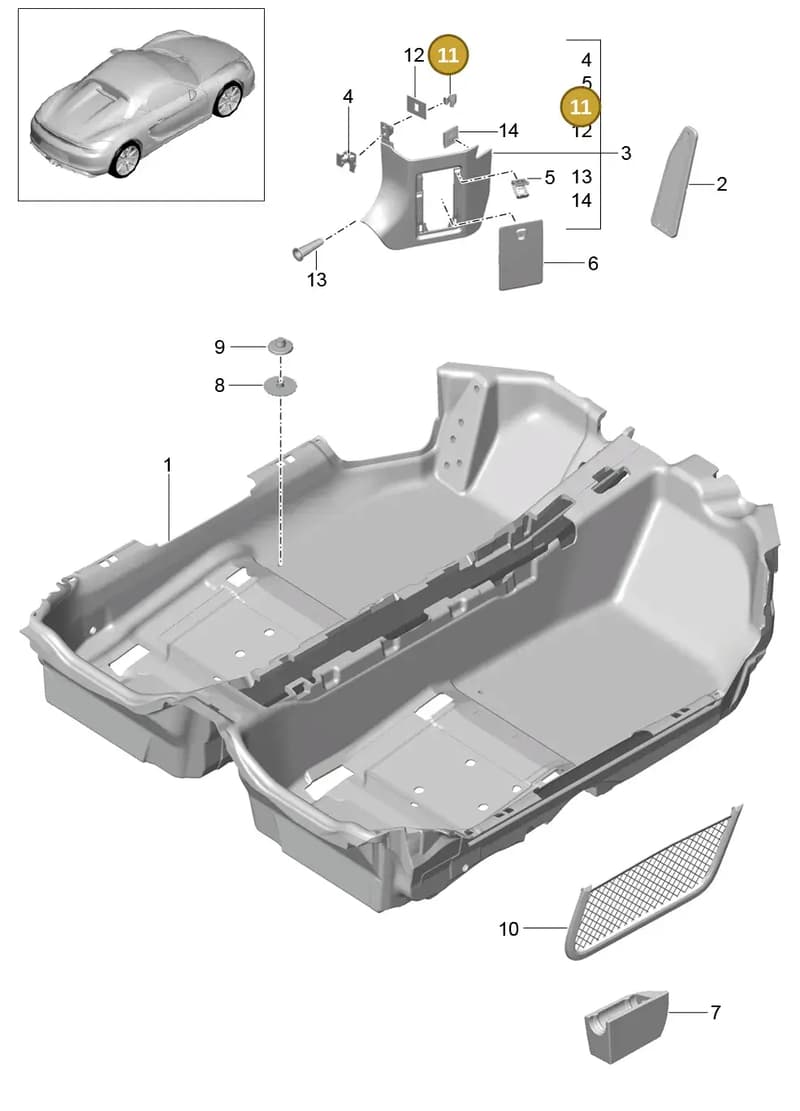 99950704701 — Porsche Boxster Spyder (2015-2016) diagram p46807010, position 11