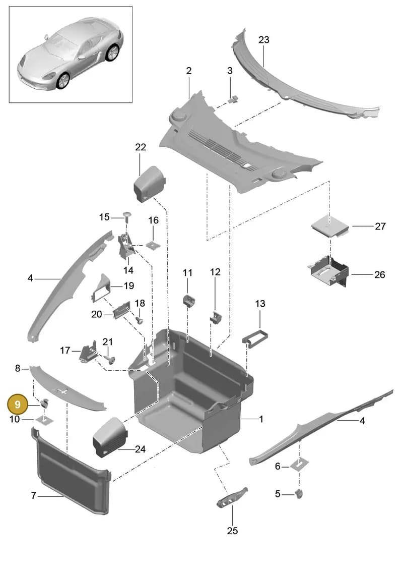 99950704701 — Porsche Cayman (2016-2019) diagram p50807000, position 9