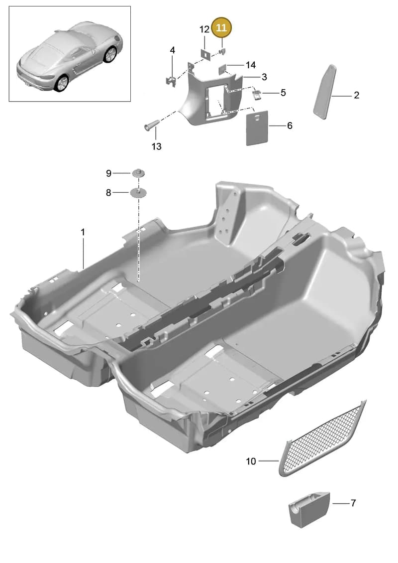 99950704701 — Porsche Cayman (2016-2019) diagram p50807010, position 11
