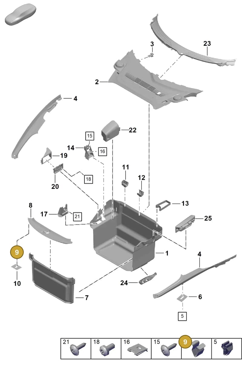 99950704701 — Porsche Boxster Spyder (2019-2020) diagram p55807000, position 9