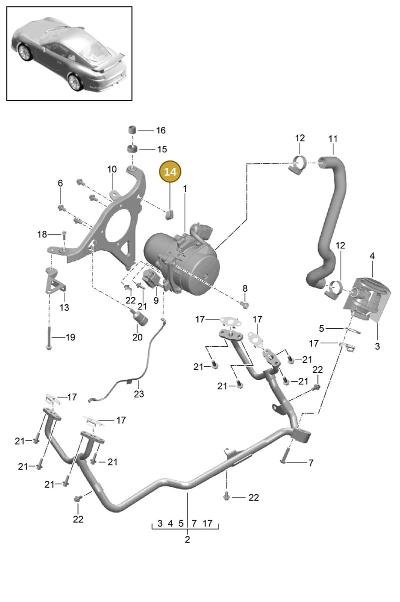 99950708540 — Porsche 911 (2013-2020) diagram p41108000, position 14