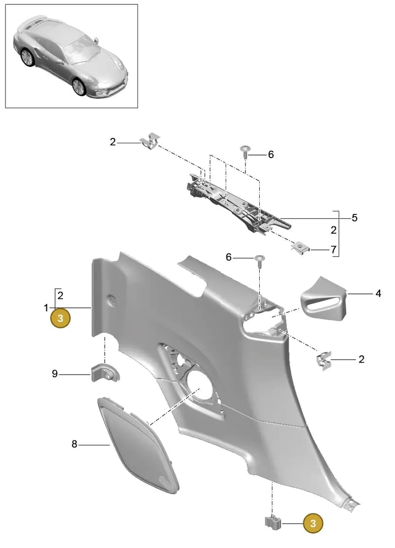 99950713001 — Porsche 911 (2016-2019) diagram p47807030, position 3+13