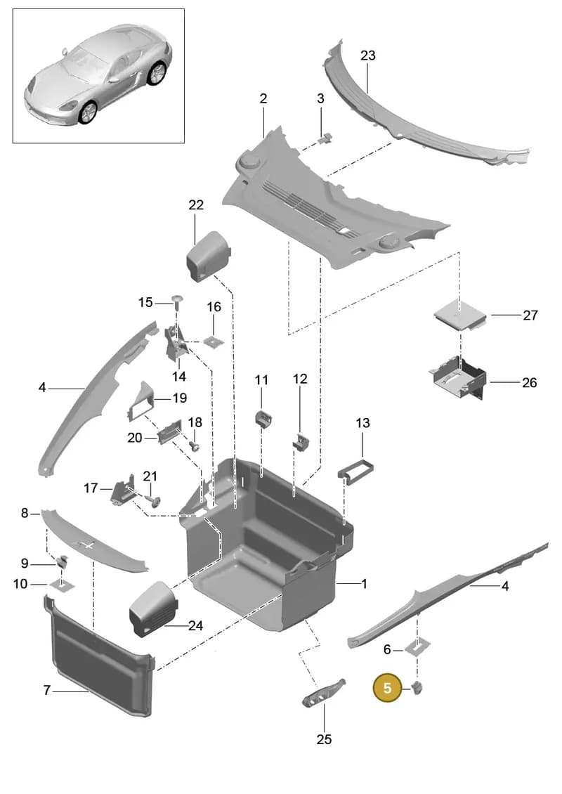 99950713001 — Porsche Cayman (2016-2019) diagram p50807000, position 5