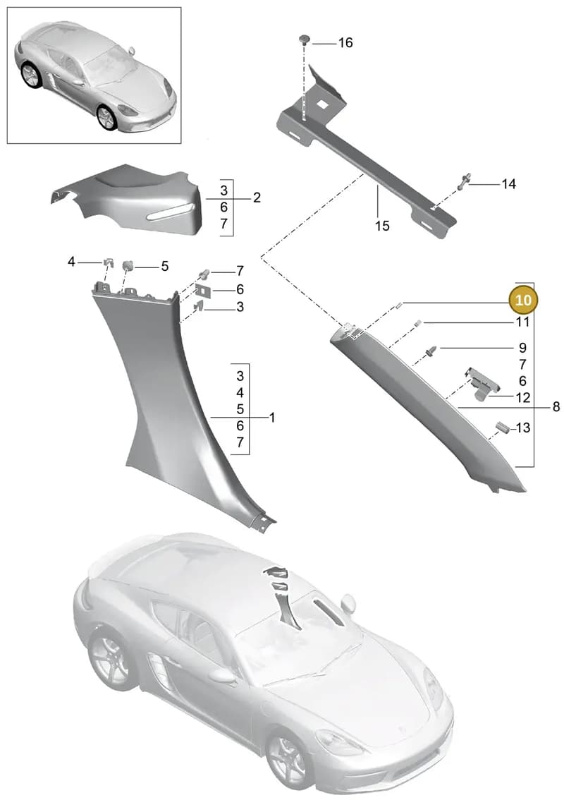 99950713001 — Porsche Cayman (2016-2019) diagram p50807020, position 10