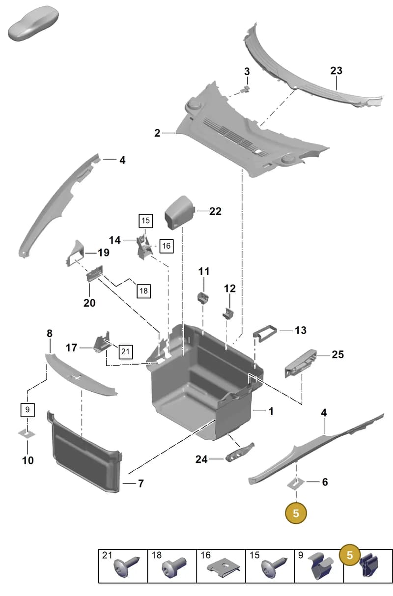 99950713001 — Porsche Boxster Spyder (2019-2020) diagram p55807000, position 5