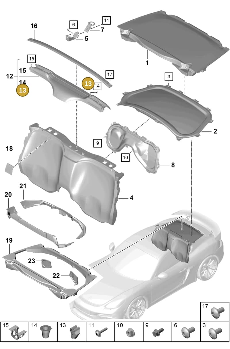 99950713001 — Porsche Cayman (2019-2022) diagram p55807250, position 13