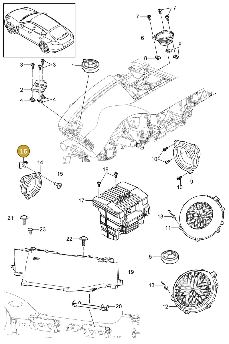 99950713801 — Porsche Panamera (2009-2016) diagram p35911005, position 16