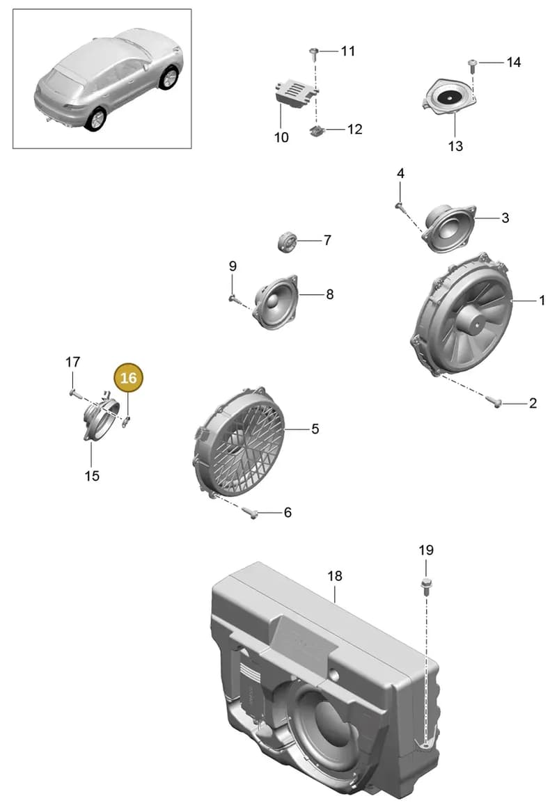 99950713801 — Porsche Macan (2013-2018) diagram p44911005, position 16