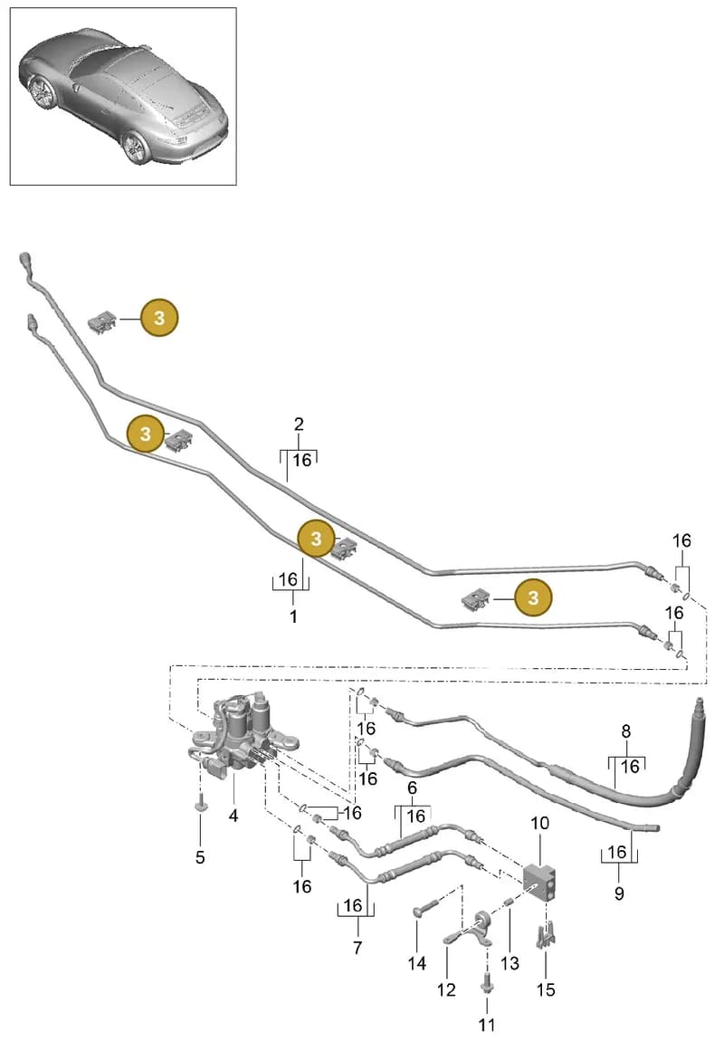 99950716240 — Porsche 991 Carrera 4 (2011-2016) diagram p38402040, position 3