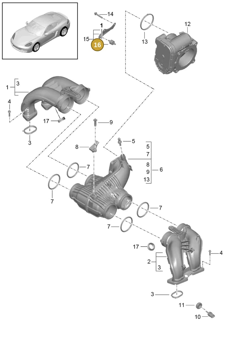 99950720640 — Porsche Cayman (2016-2019) diagram p50107010, position 16