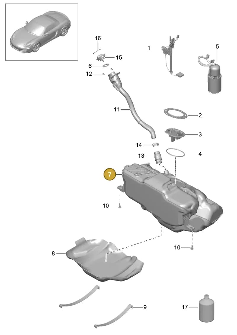 99950727140 — Porsche Boxster (2012-2016) diagram p39201000, position 7