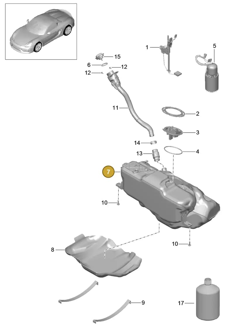 99950727140 — Porsche Boxster Spyder (2015-2016) diagram p46201000, position 7