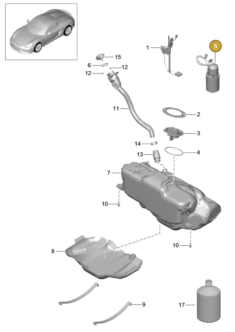99950727340 — Porsche Boxster Spyder (2015-2016) diagram p46201000, position 5