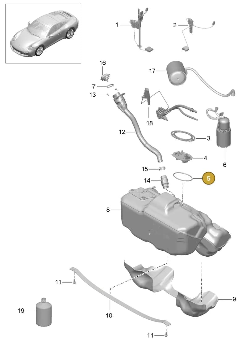99950727340 — Porsche 911 (2016-2019) diagram p47201000, position 5