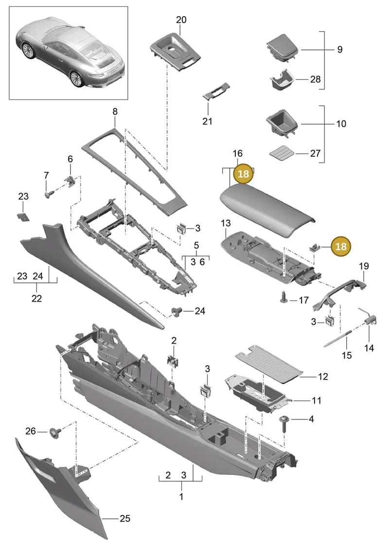 99950727402 — Porsche 911 (2016-2019) diagram p47809020, position 18