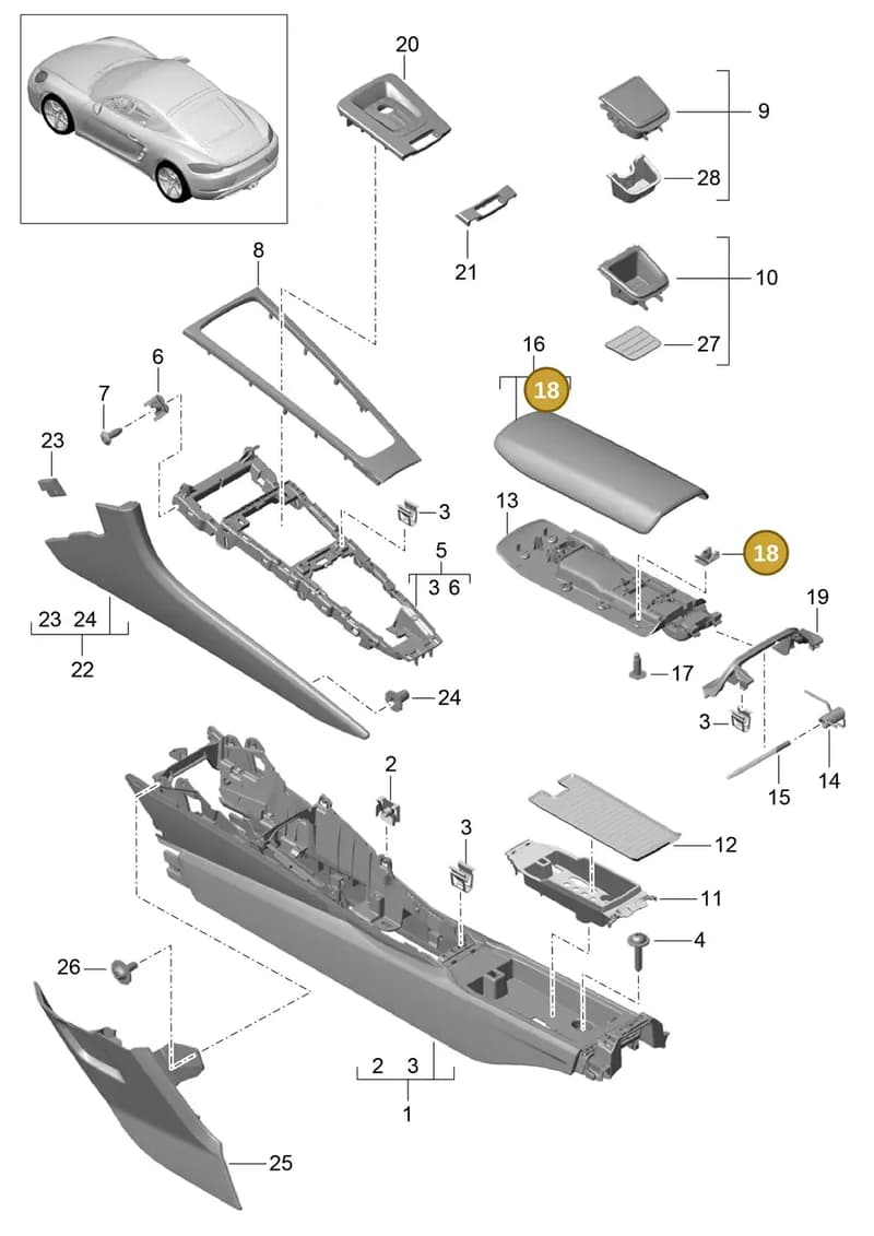 99950727402 — Porsche Cayman (2016-2019) diagram p50809020, position 18