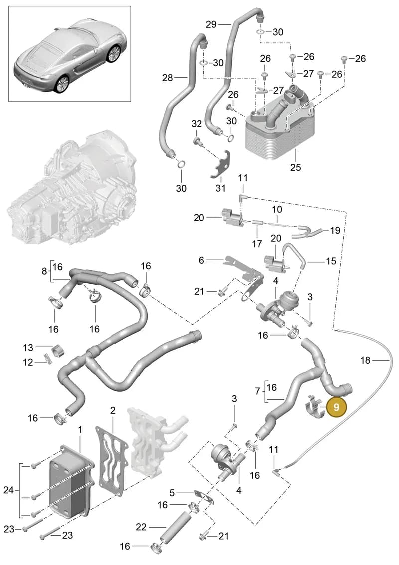 99950728140 — Porsche Cayman (2013-2016) diagram p40360000, position 9
