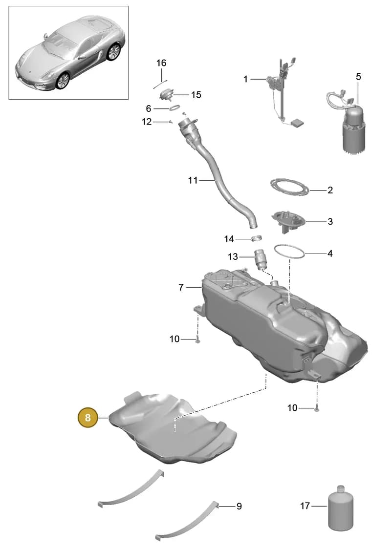 99950728740 — Porsche Cayman (2013-2016) diagram p40201000, position 8