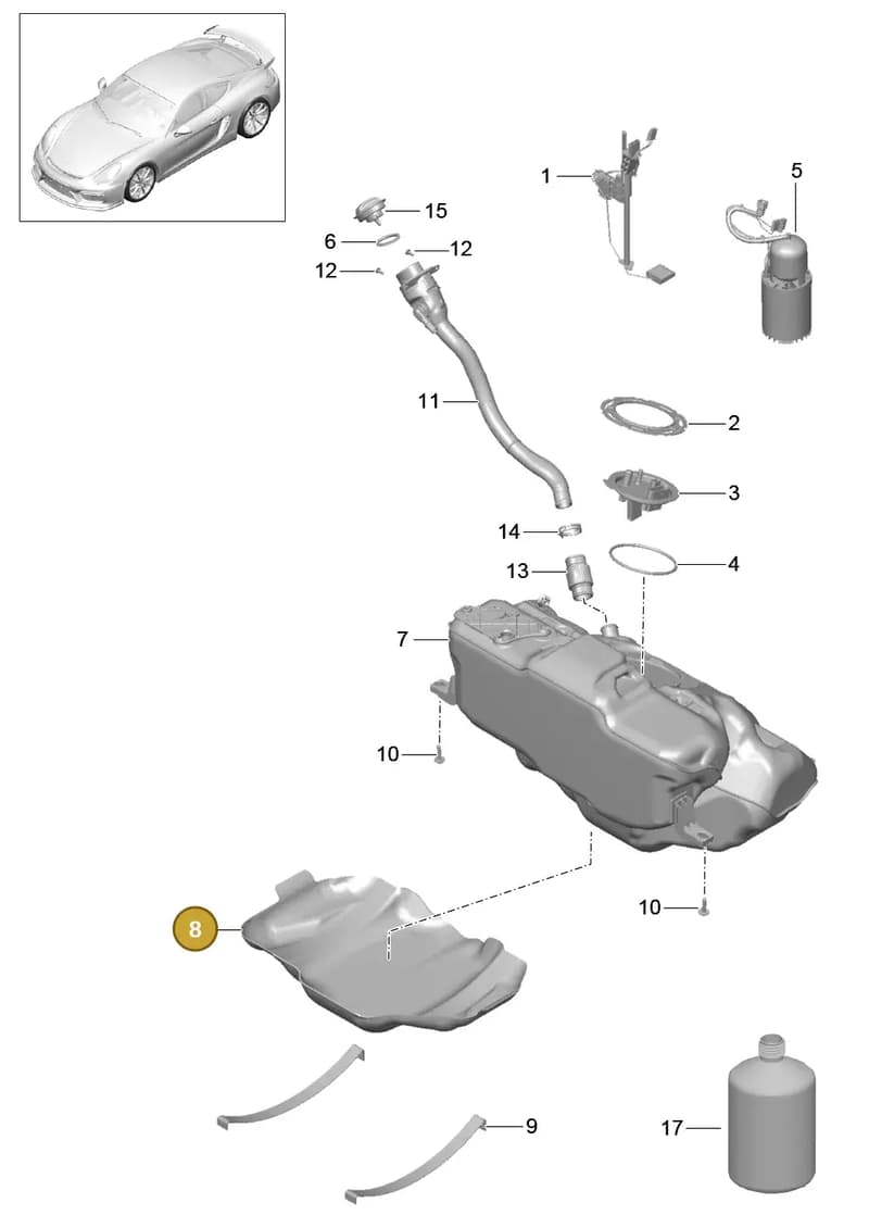 99950728740 — Porsche Cayman GT4 (2015-2016) diagram p45201000, position 8