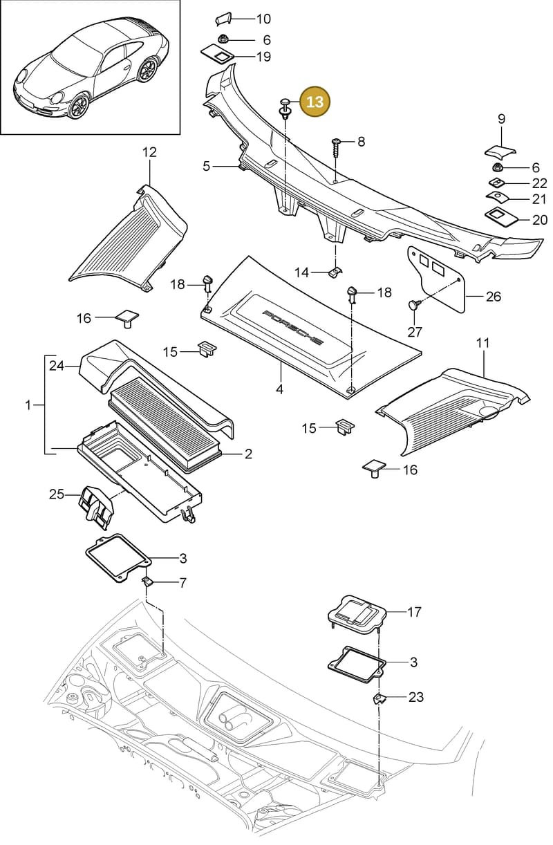 99950749740 — Porsche 911 Carrera (2008-2012) diagram p32813020, position 13