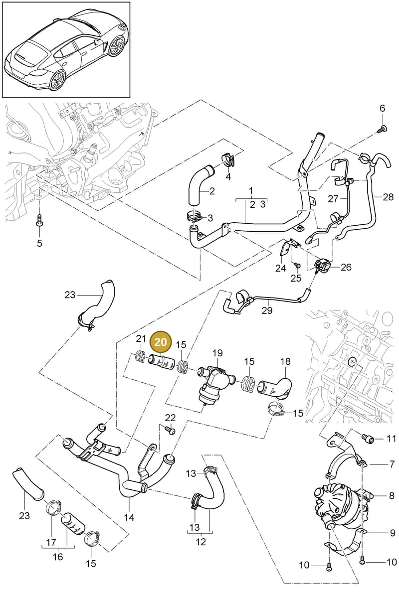 99950749740 — Porsche Panamera (2009-2016) diagram p35105060, position 20