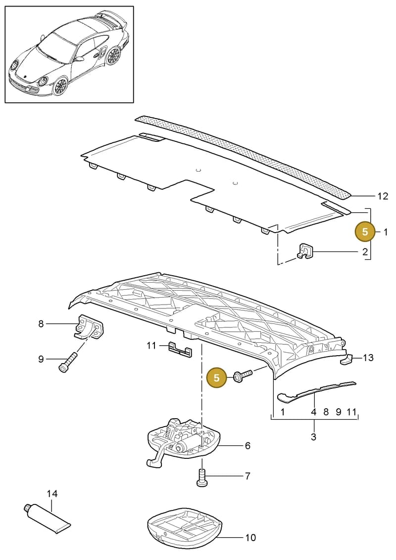 99950749740 — Porsche GT2 RS (2009-2012) diagram p36811005, position 5