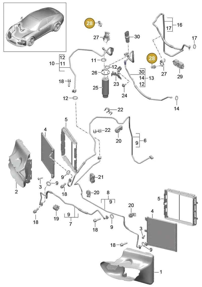 99950749740 — Porsche 991 Carrera 4 (2011-2016) diagram p38813020, position 28