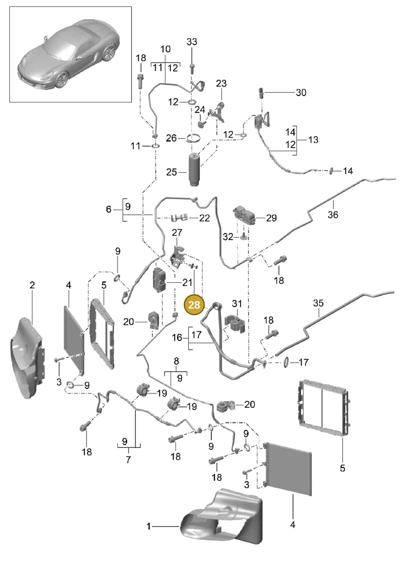99950749740 — Porsche Boxster (2012-2016) diagram p39813020, position 28
