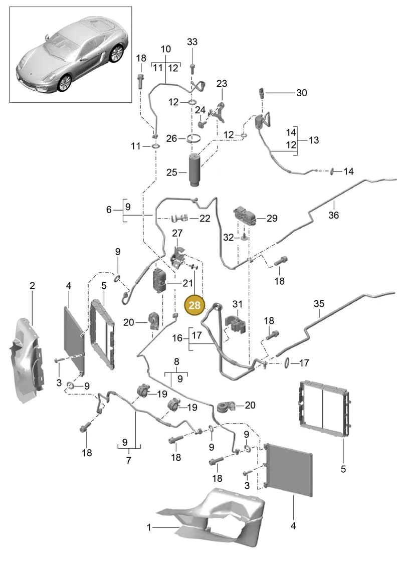 99950749740 — Porsche Cayman (2013-2016) diagram p40813020, position 28