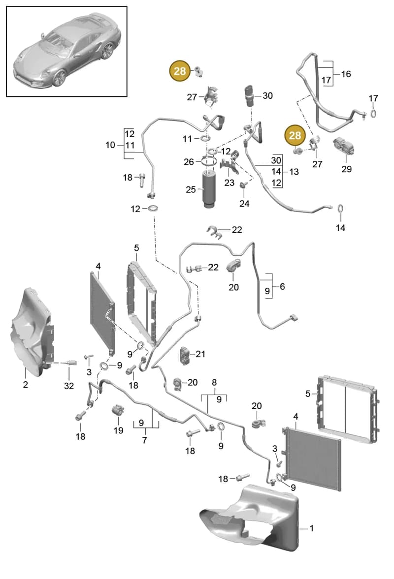99950749740 — Porsche GT2 RS Clubsport (2013-2020) diagram p42813020, position 28