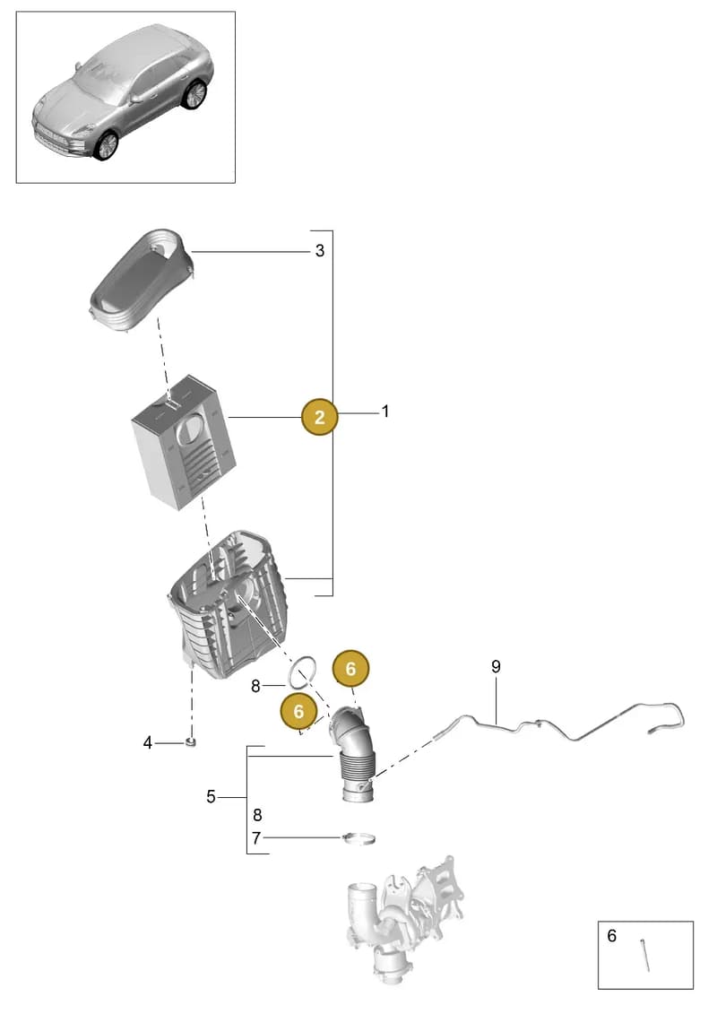 99950753303 — Porsche Macan (2018-2022) diagram p52000142, position 2+6+21