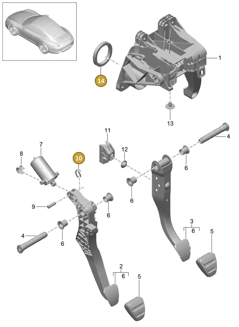 99950756740 — Porsche 991 Carrera 4 (2011-2016) diagram p38702000, position 10+14