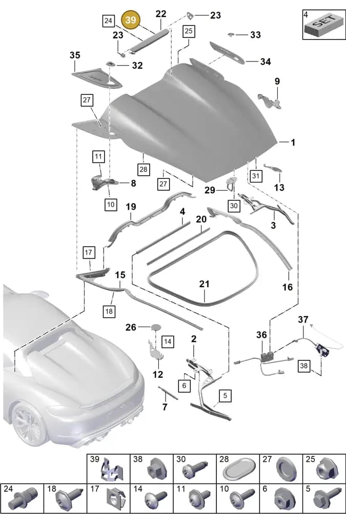 99950758401 — Porsche Boxster Spyder (2019-2020) diagram p54803050, position 39