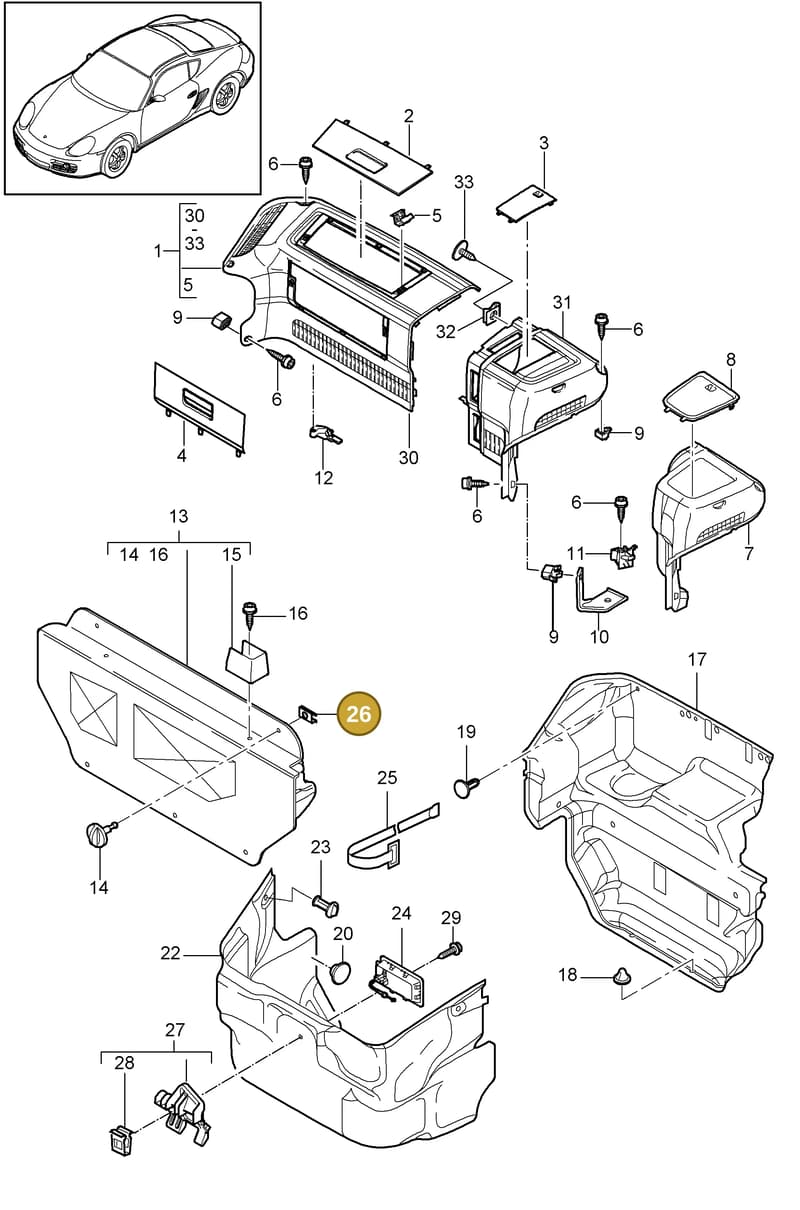 99950758402 — Porsche Cayman (2008-2012) diagram p34807000, position 26