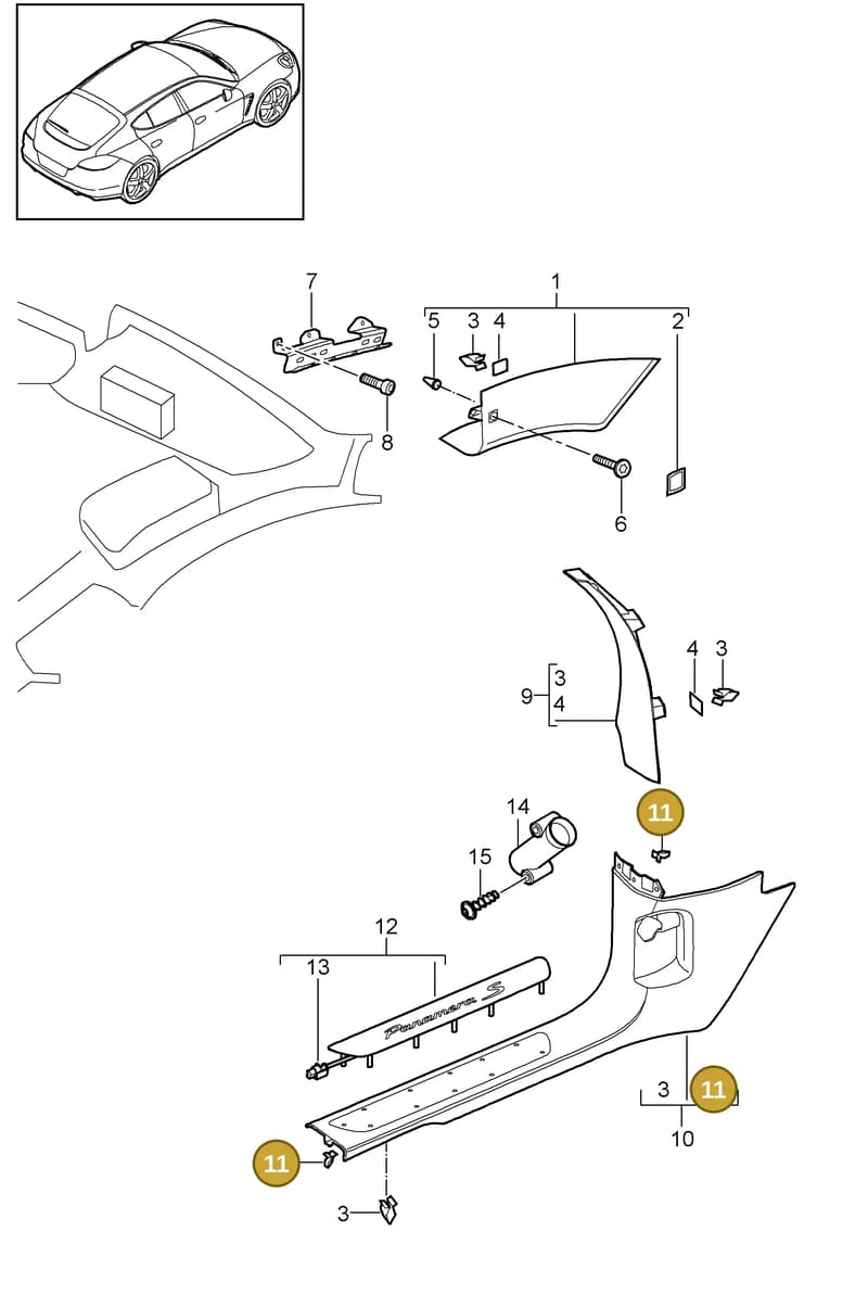99950758402 — Porsche Panamera (2009-2016) diagram p35807020, position 11+16