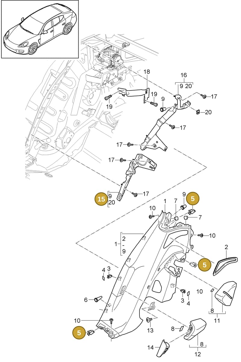 99950758402 — Porsche Panamera (2009-2016) diagram p35807030, position 5+15