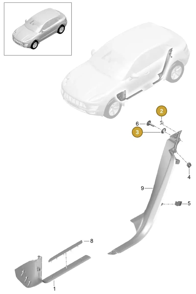 99950758402 — Porsche Macan (2013-2018) diagram p44807022, position 2+3