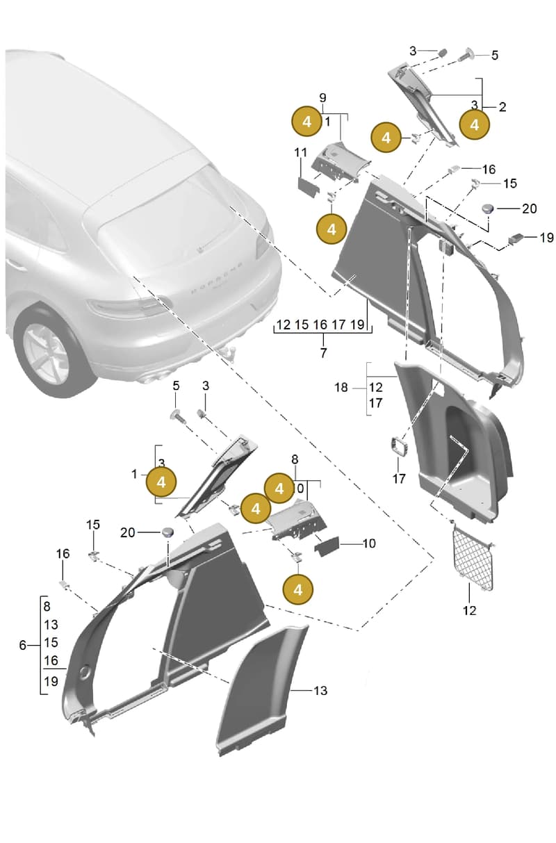 99950758402 — Porsche Macan (2013-2018) diagram p44807045, position 4