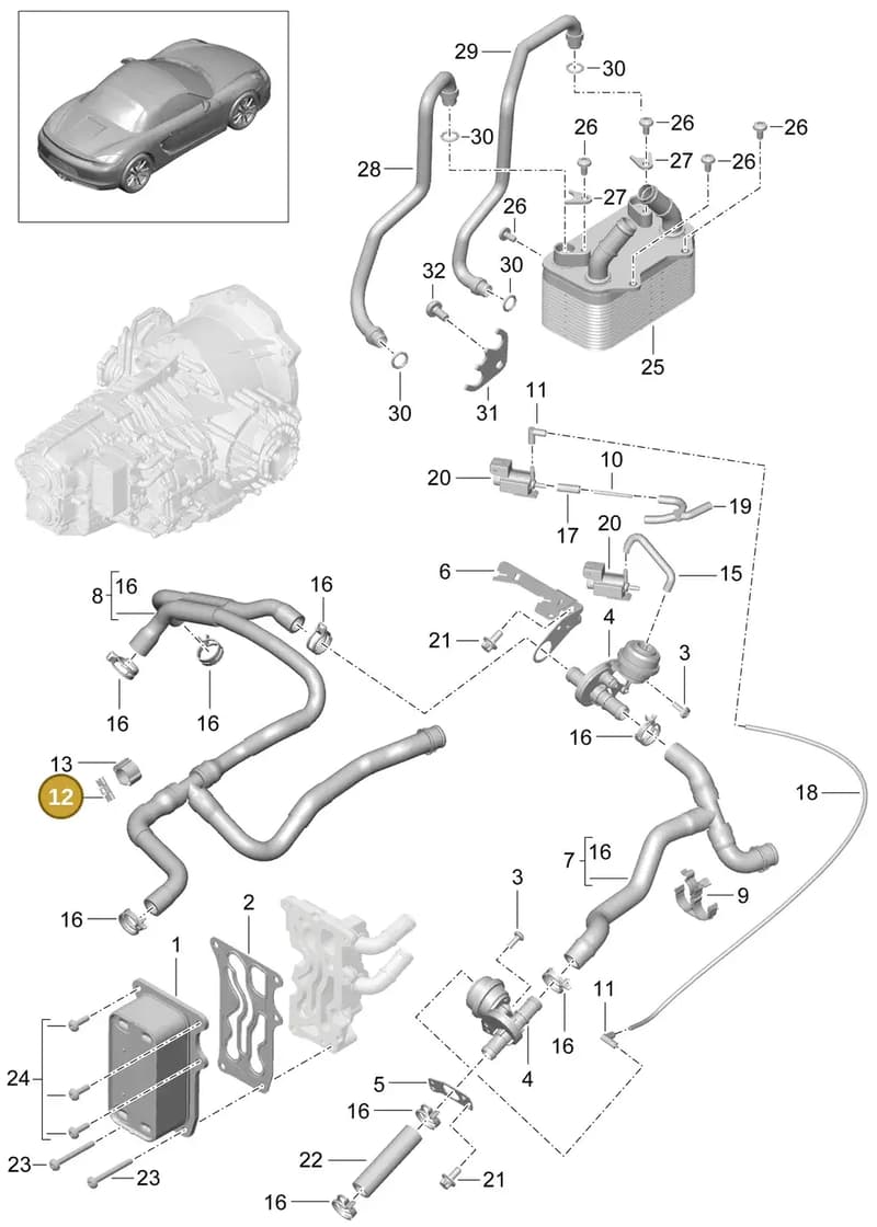 99950760901 — Porsche Boxster (2012-2016) diagram p39360000, position 12