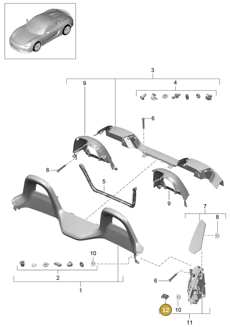 99950770201 — Porsche Boxster Spyder (2015-2016) diagram p46807030, position 12
