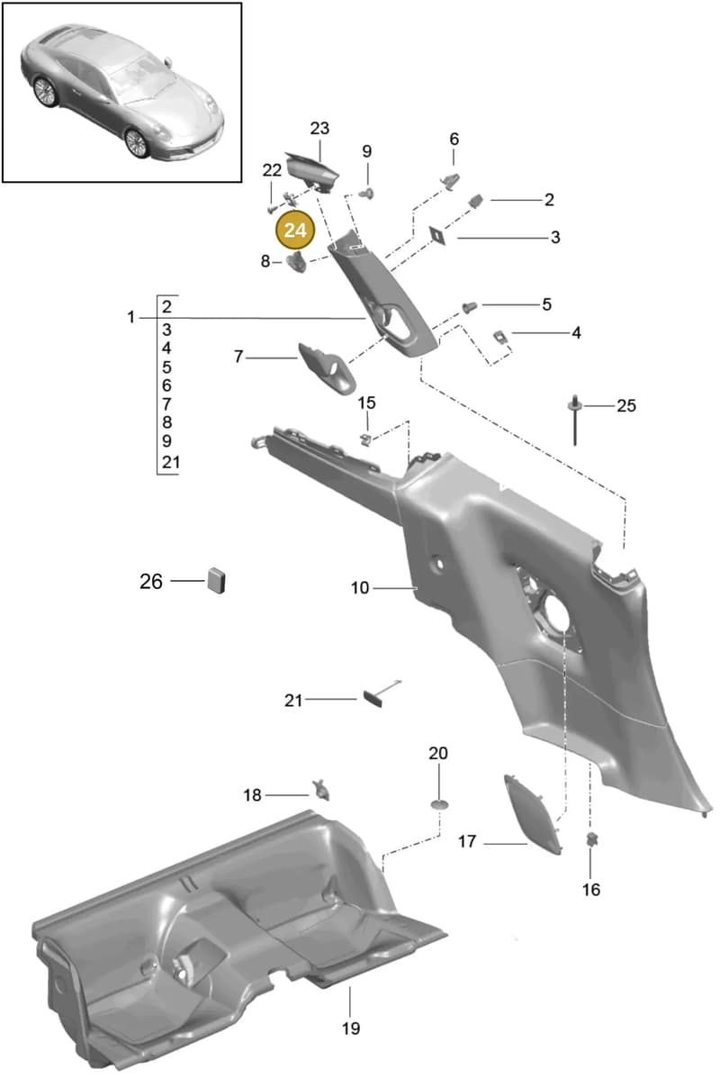 99950770201 — Porsche 911 (2016-2019) diagram p47807020, position 24