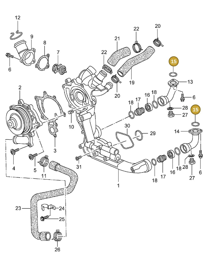 99950772001 — Porsche Turbo (2000-2005) diagram p23105000, position 15