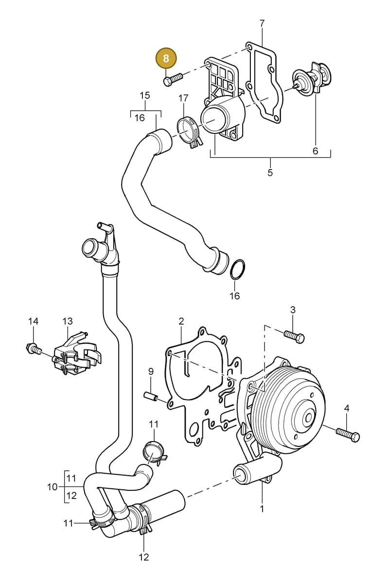 99950774340 — Porsche Carrera 4 Cabrio (2004-2008) diagram p26105000, position 8